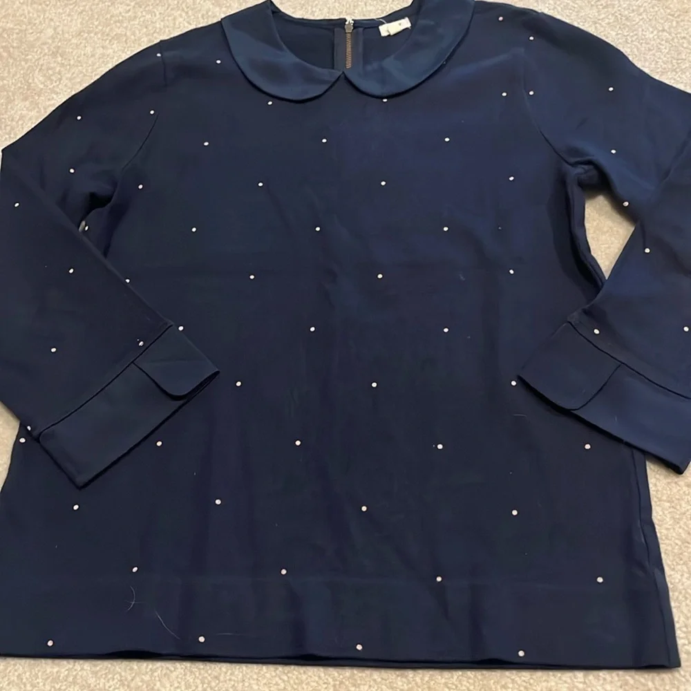 Jcrew navy with pink polka dots